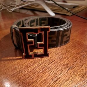 Brown zucca fendi belt